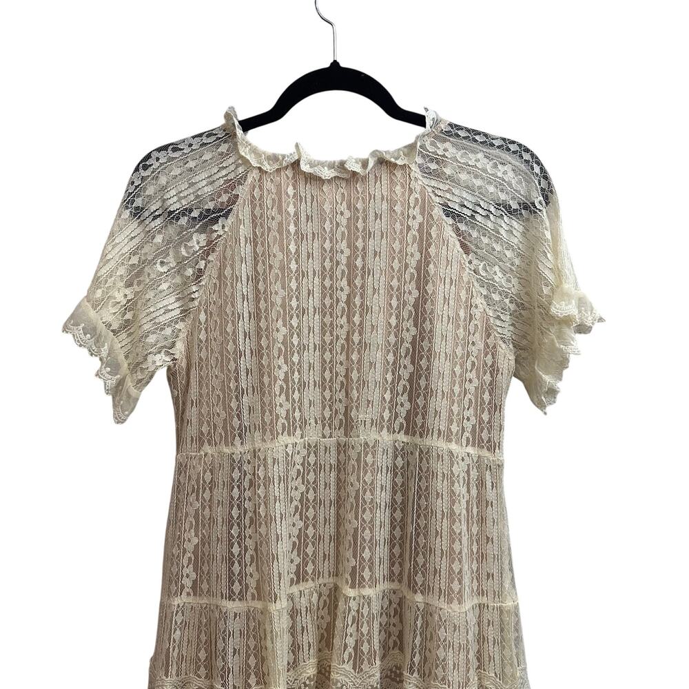 Sundance Lady Annie Embroidered Mesh Dress Lace Tiered V Neck Small Country Chic - Picture 6 of 12